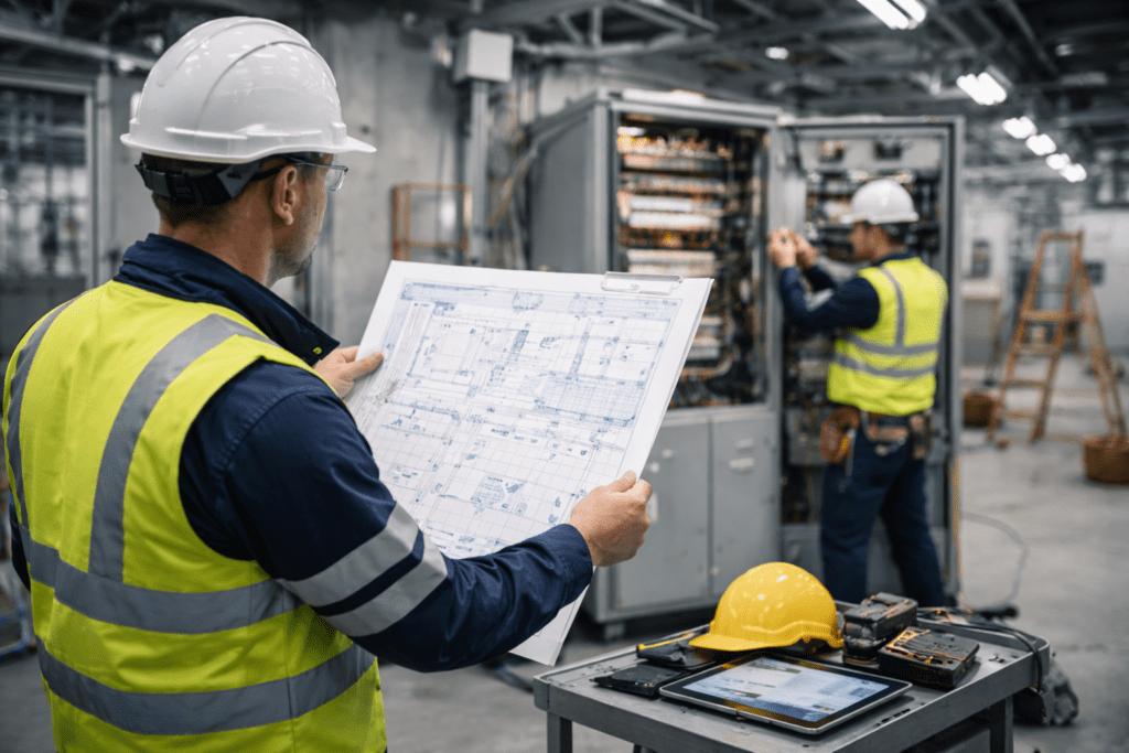Affordable Tenant Improvement Electrical Contractor Houston, TX inspecting tenant electrical panels
